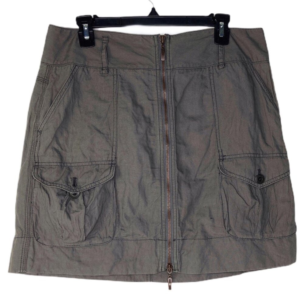 LOFT Womens 10 Dark Gray A Line Mini Skirt Dark Grey Pockets Full Front Zip